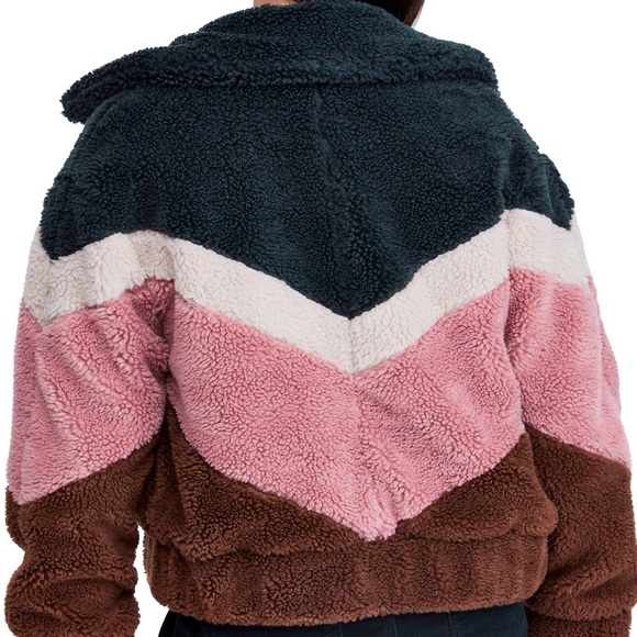 Rare BDG Urban Outfitters Teddy Chevron Jacket UO - Picture 4 of 6